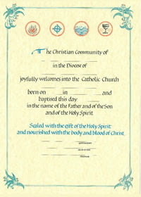 RCIA Adult Baptism Certificate - Liturgy Brisbane